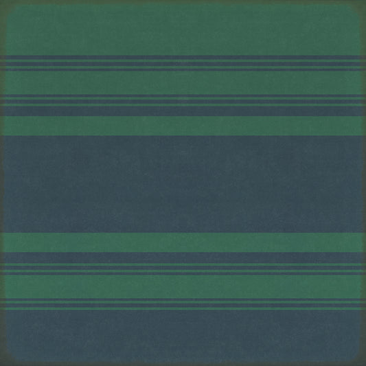Pattern 50 Organic Stripes Teal and Blue 120x120 Vintage Vinyl Floorcloth