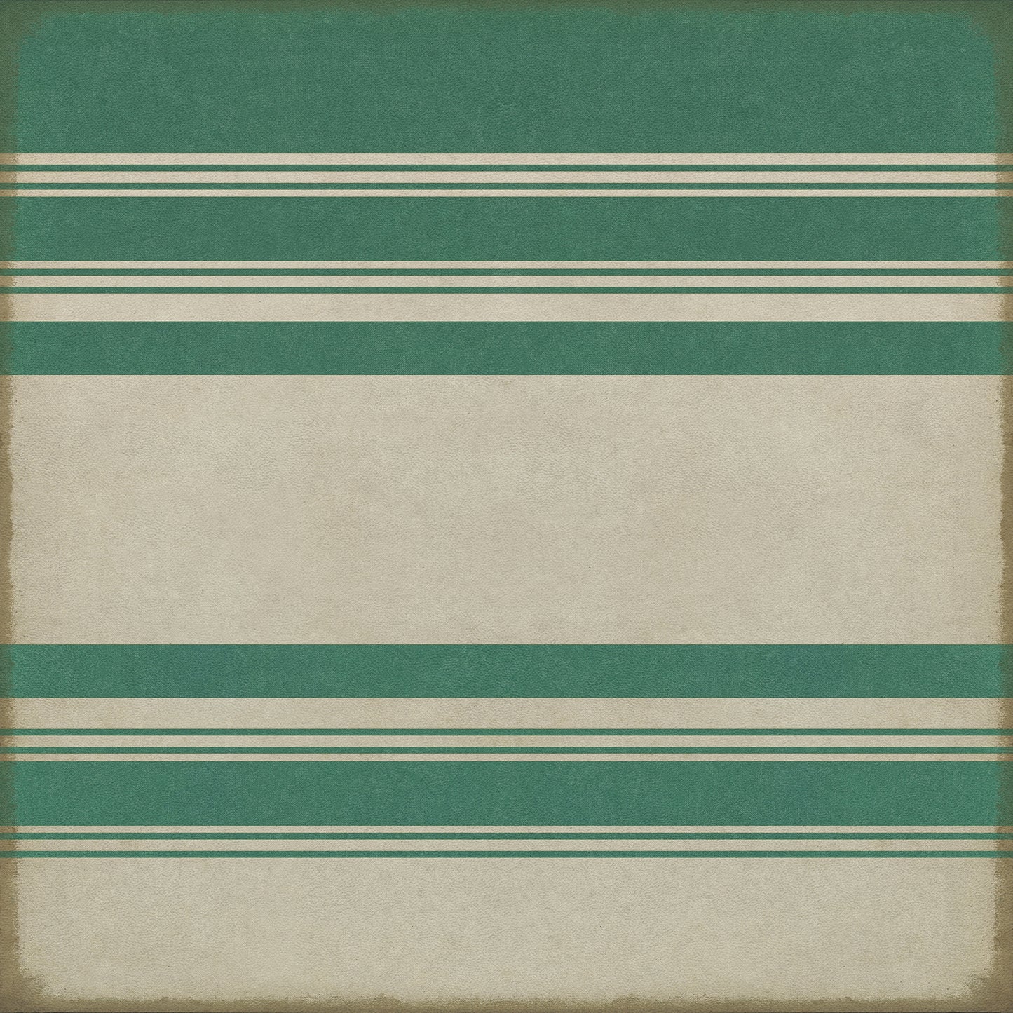 Pattern 50 Organic Stripes Teal and White 36x36 Vintage Vinyl Floorcloth