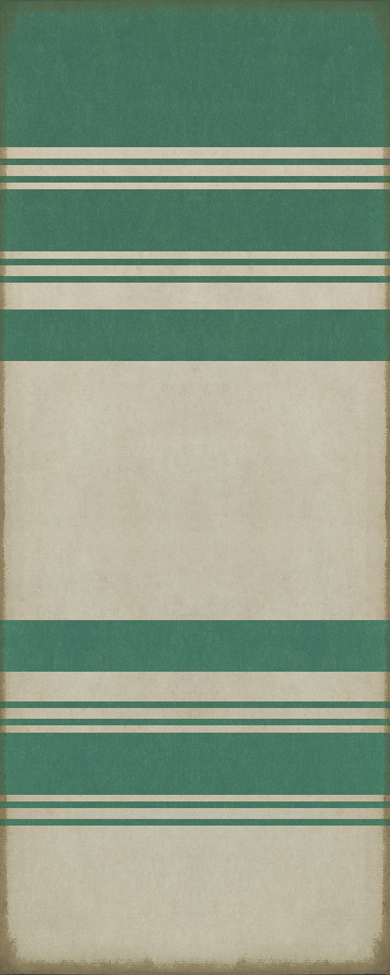 Pattern 50 Organic Stripes Teal and White 36x90 Vintage Vinyl Floorcloth