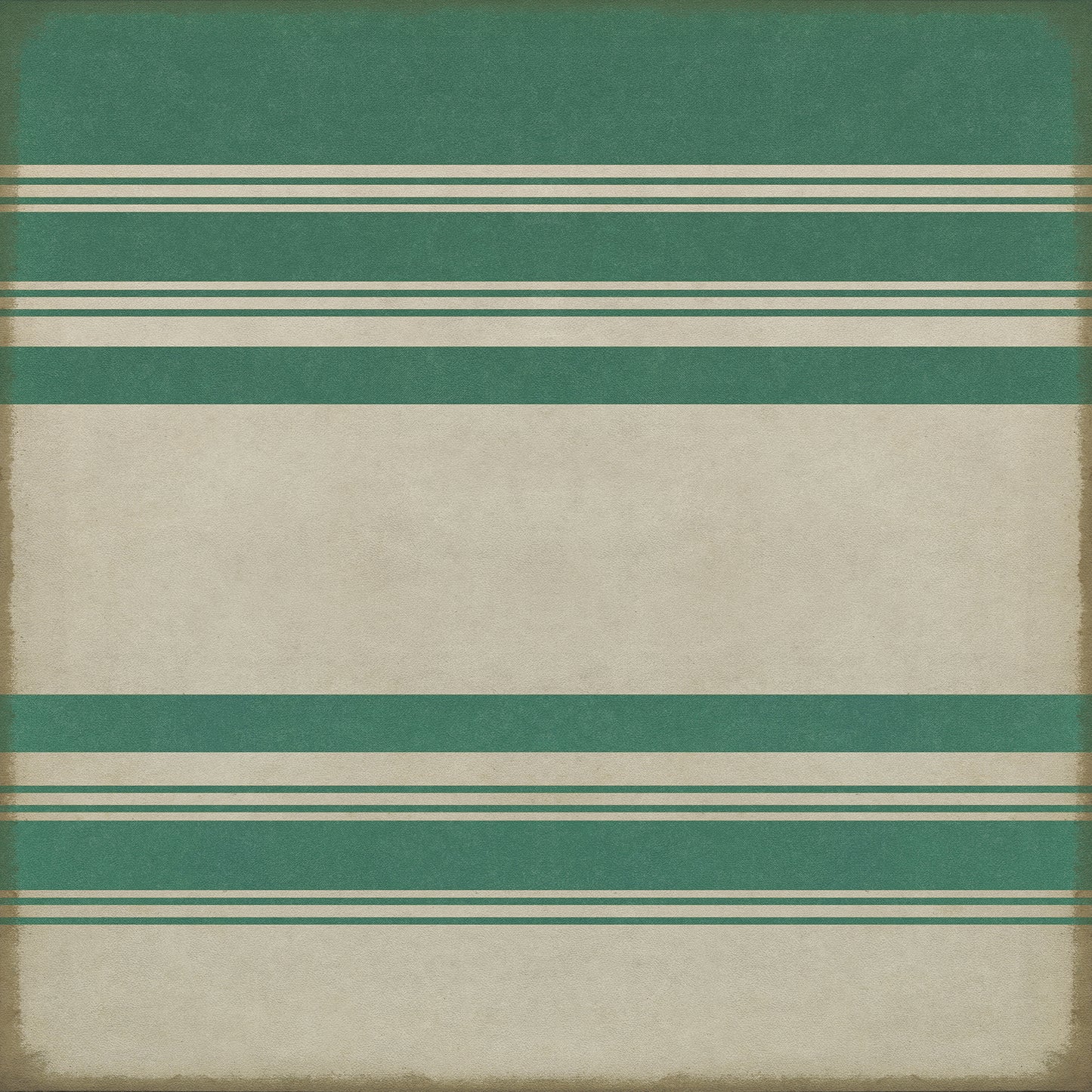 Pattern 50 Organic Stripes Teal and White 48x48 Vintage Vinyl Floorcloth