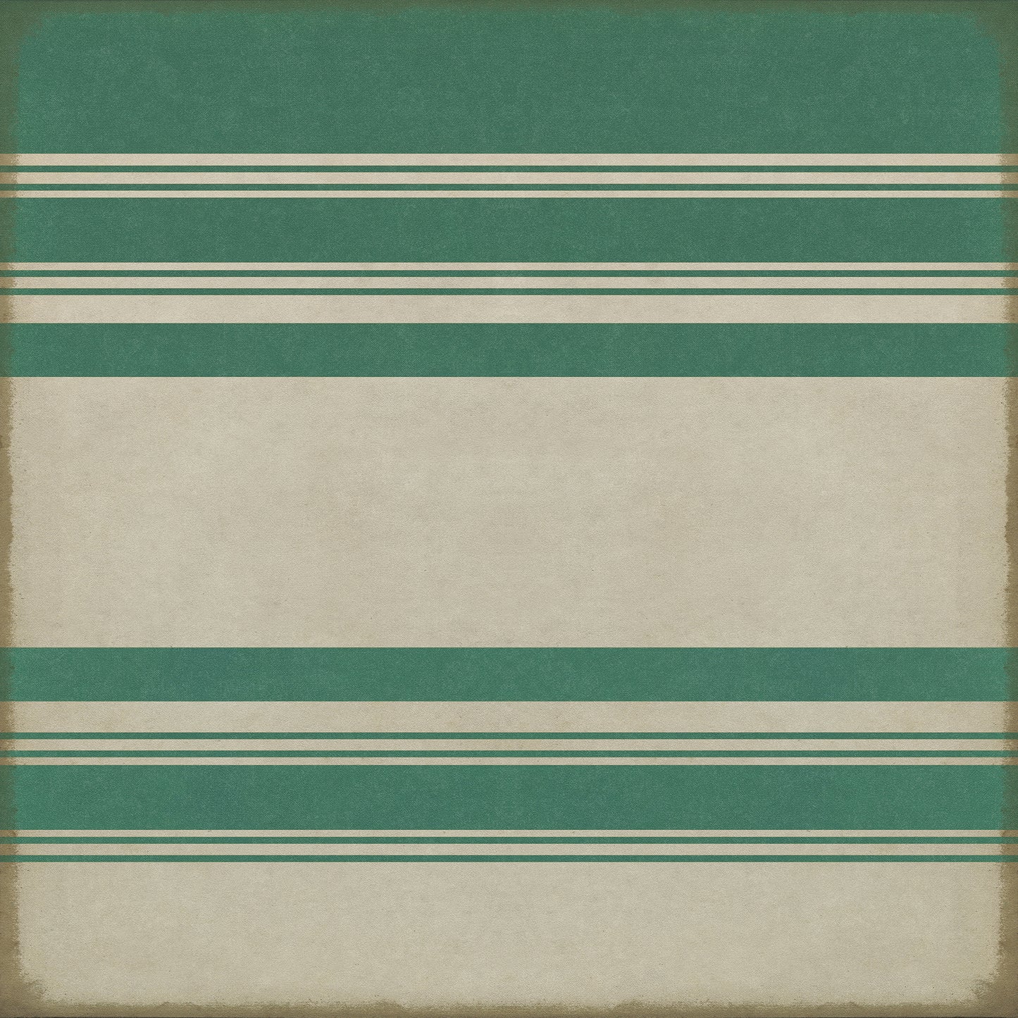 Pattern 50 Organic Stripes Teal and White 60x60 Vintage Vinyl Floorcloth