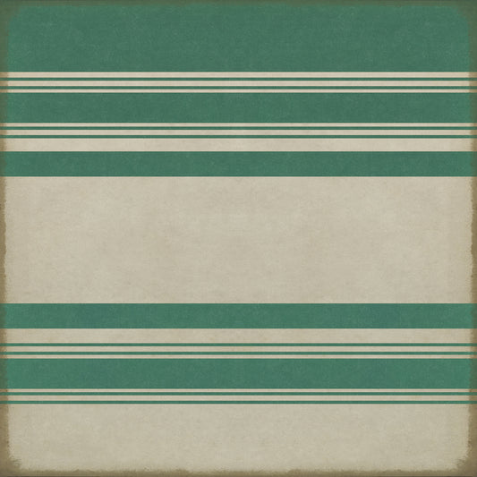 Pattern 50 Organic Stripes Teal and White 72x72 Vintage Vinyl Floorcloth