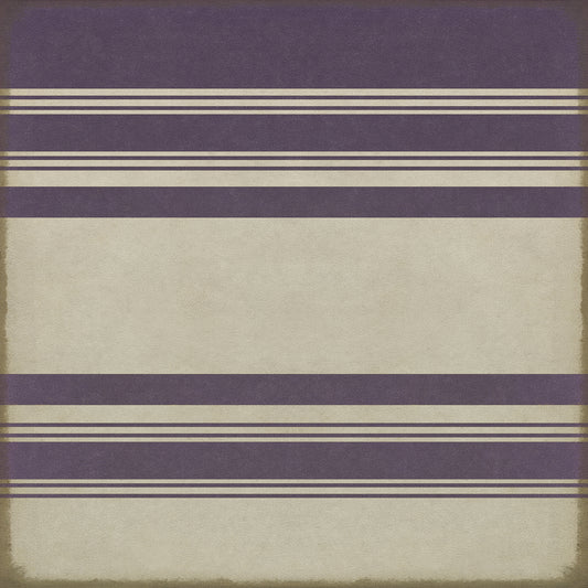 Pattern 50 Organic Stripes Purple and White 36x36 Vintage Vinyl Floorcloth