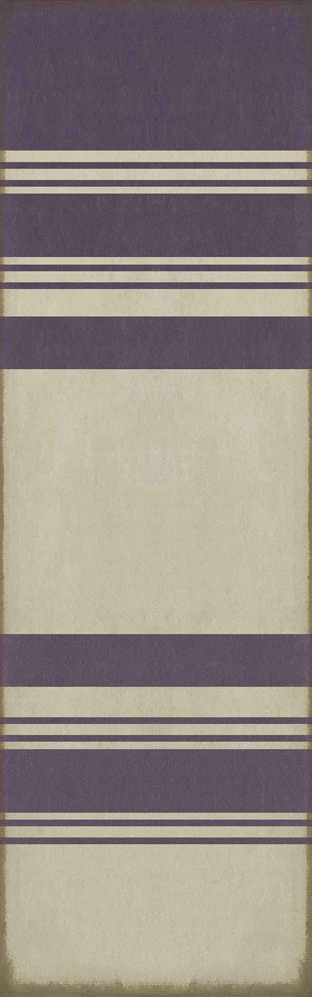 Pattern 50 Organic Stripes Purple and White 36x115 Vintage Vinyl Floorcloth