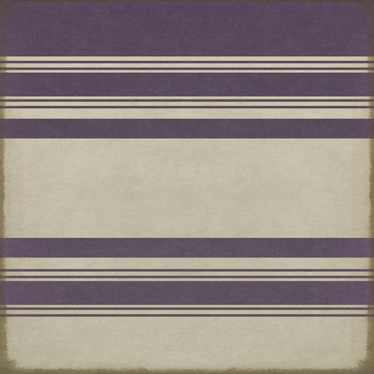 Pattern 50 Organic Stripes Purple and White 48x48 Vintage Vinyl Floorcloth