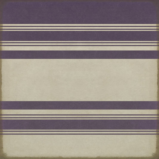 Pattern 50 Organic Stripes Purple and White 60x60 Vintage Vinyl Floorcloth