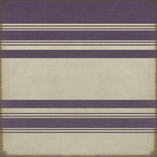 Pattern 50 Organic Stripes Purple and White 72x72 Vintage Vinyl Floorcloth