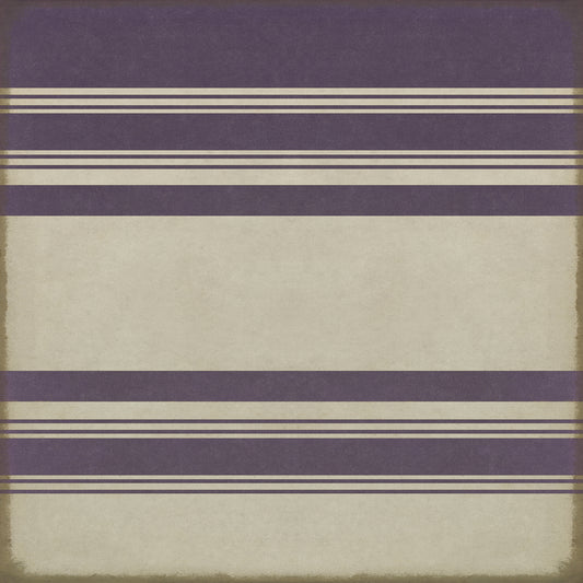 Pattern 50 Organic Stripes Purple and White 96x96 Vintage Vinyl Floorcloth