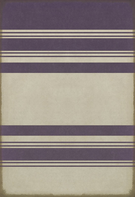 Pattern 50 Organic Stripes Purple and White 96x140 Vintage Vinyl Floorcloth