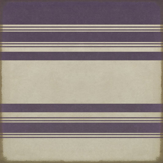 Pattern 50 Organic Stripes Purple and White 120x120 Vintage Vinyl Floorcloth