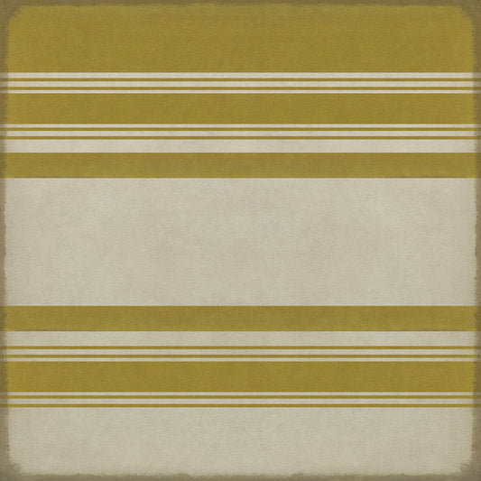 Pattern 50 Organic Stripes Yellow and White 36x36 Vintage Vinyl Floorcloth
