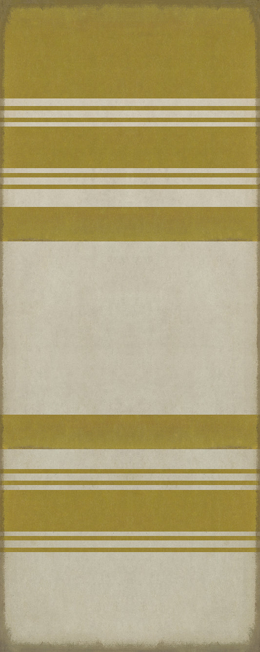 Pattern 50 Organic Stripes Yellow and White 36x90 Vintage Vinyl Floorcloth