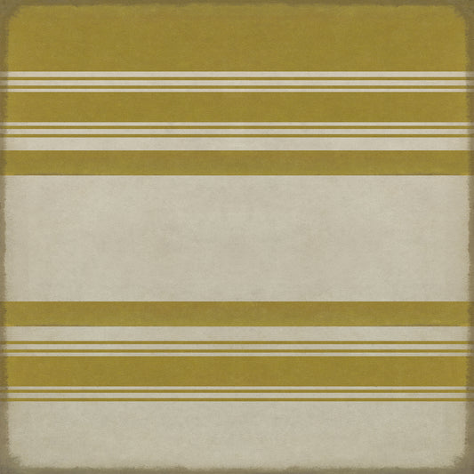 Pattern 50 Organic Stripes Yellow and White 48x48 Vintage Vinyl Floorcloth