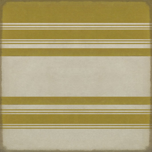Pattern 50 Organic Stripes Yellow and White 60x60 Vintage Vinyl Floorcloth