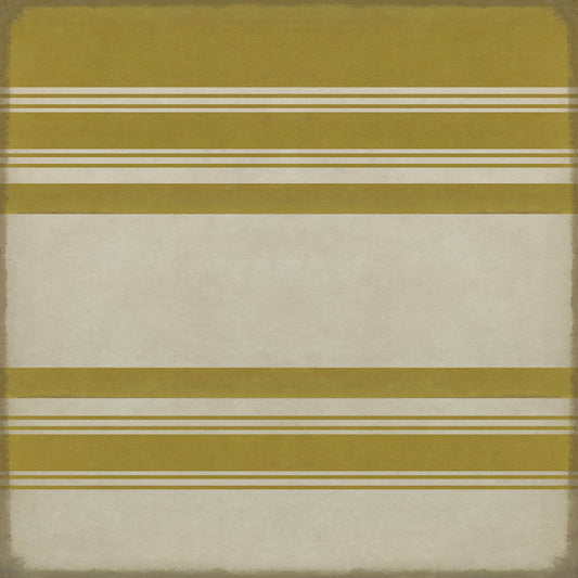 Pattern 50 Organic Stripes Yellow and White 72x72 Vintage Vinyl Floorcloth