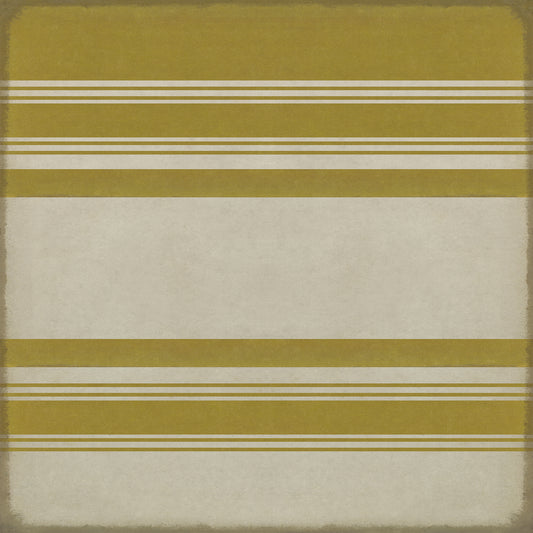 Pattern 50 Organic Stripes Yellow and White 96x96 Vintage Vinyl Floorcloth