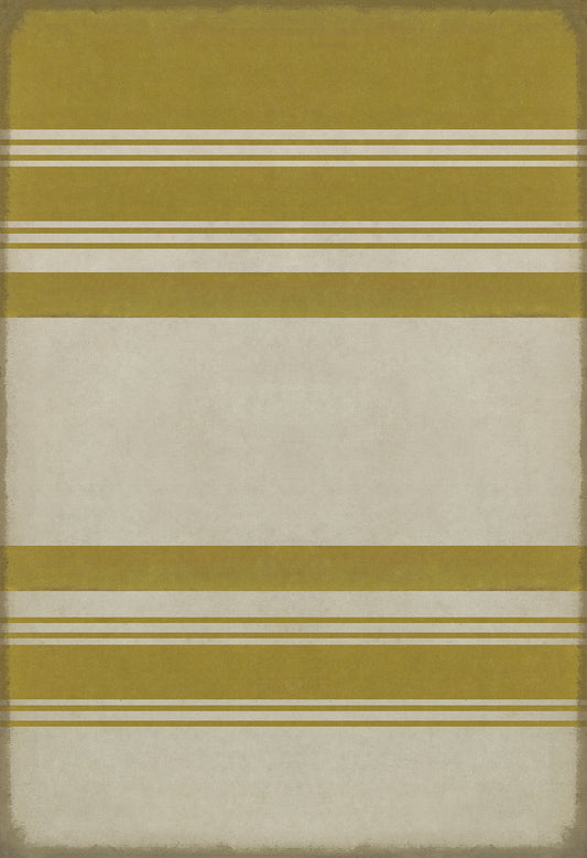 Pattern 50 Organic Stripes Yellow and White 96x140 Vintage Vinyl Floorcloth
