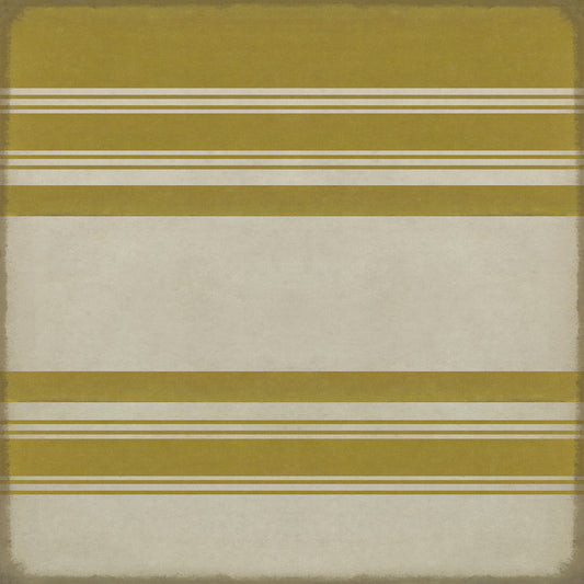 Pattern 50 Organic Stripes Yellow and White 120x120 Vintage Vinyl Floorcloth