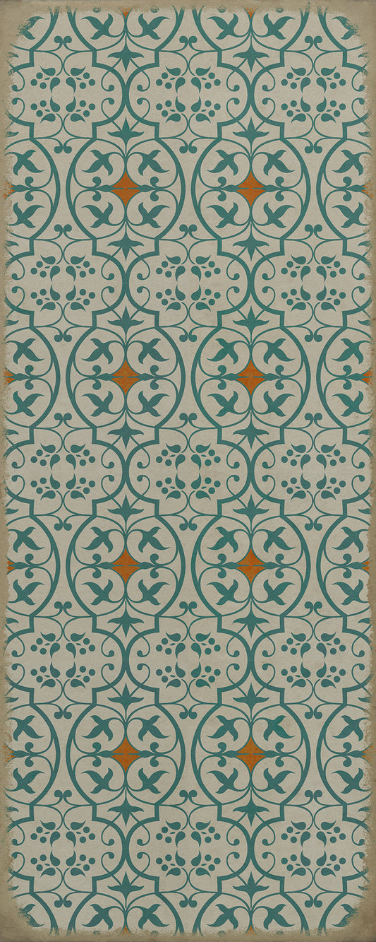 Pattern 51 And I love her 36x90 Vintage Vinyl Floorcloth
