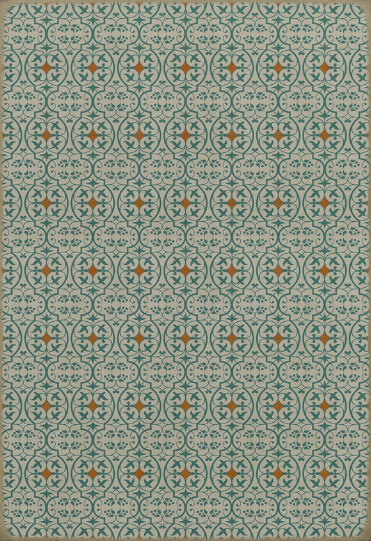 Pattern 51 And I love her 96x140 Vintage Vinyl Floorcloth