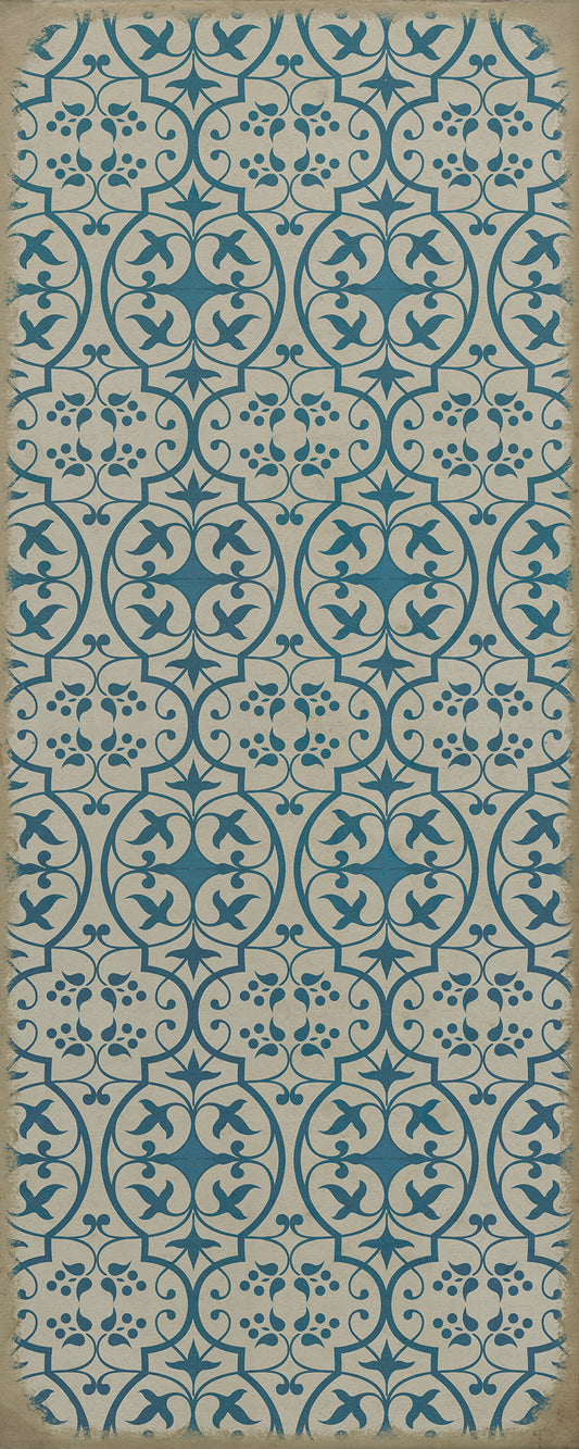 Pattern 51 China Cup 36x90 Vintage Vinyl Floorcloth