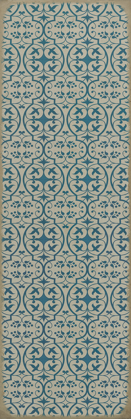 Pattern 51 China Cup 36x115 Vintage Vinyl Floorcloth