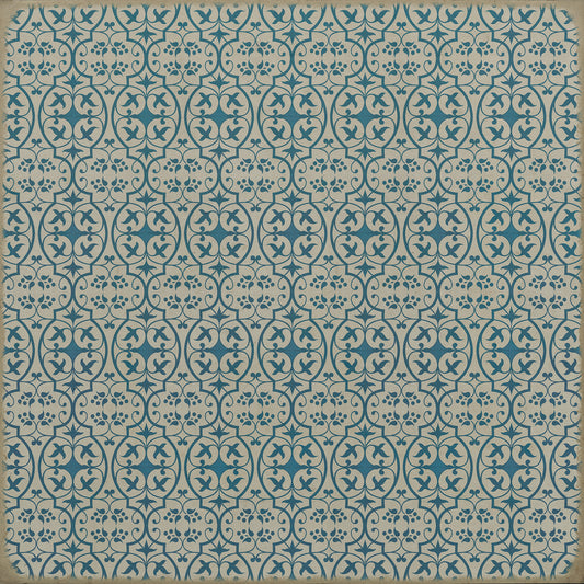 Pattern 51 China Cup 48x48 Vintage Vinyl Floorcloth