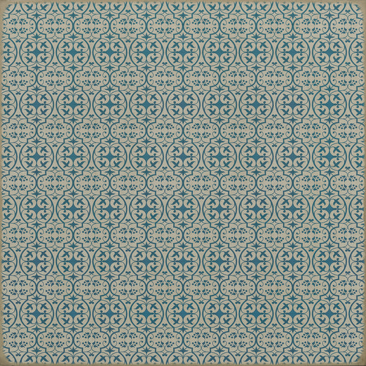 Pattern 51 China Cup 96x96 Vintage Vinyl Floorcloth