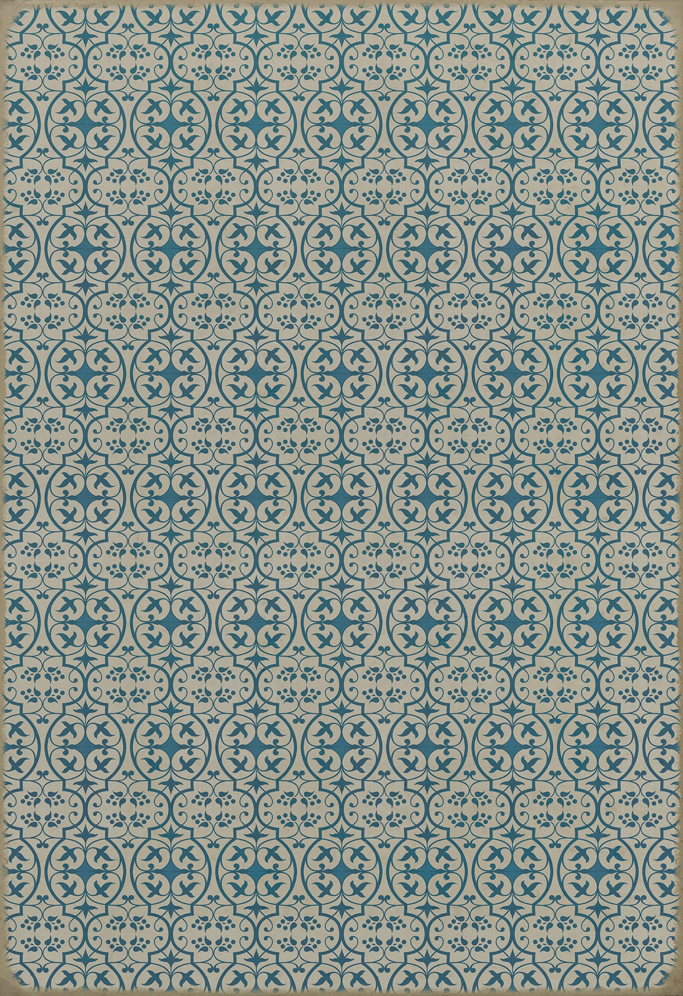 Pattern 51 China Cup 96x140 Vintage Vinyl Floorcloth
