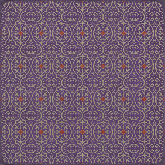 Pattern 51 I Shall Wear Purple 36x36 Vintage Vinyl Floorcloth