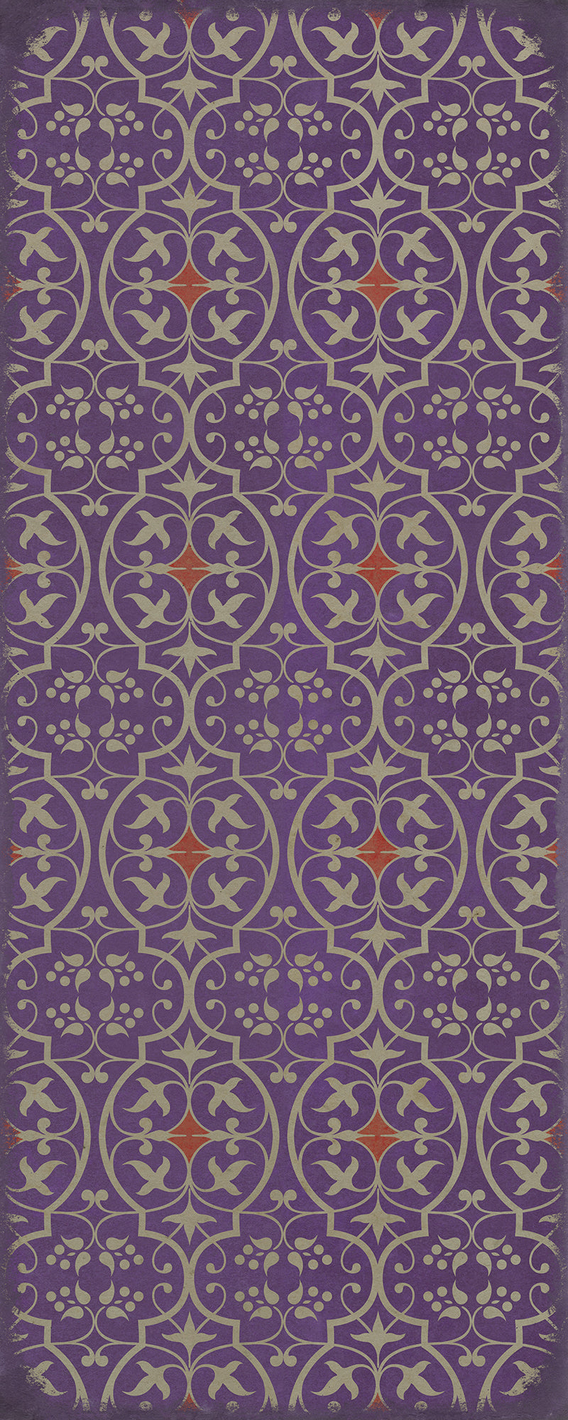 Pattern 51 I Shall Wear Purple 36x90 Vintage Vinyl Floorcloth