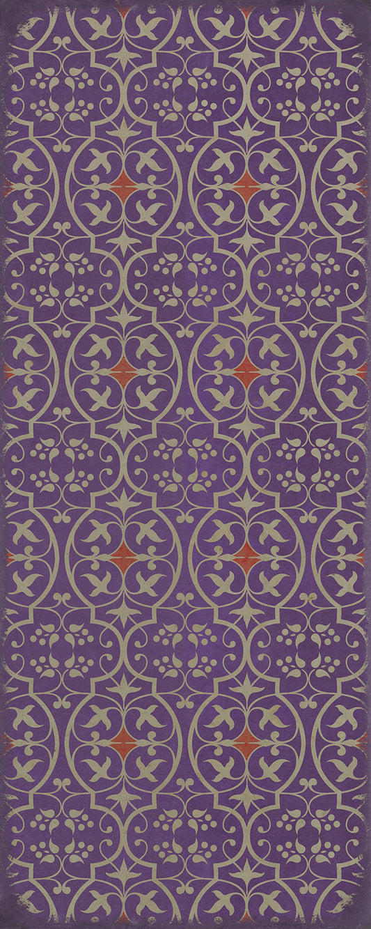 Pattern 51 I Shall Wear Purple 36x90 Vintage Vinyl Floorcloth