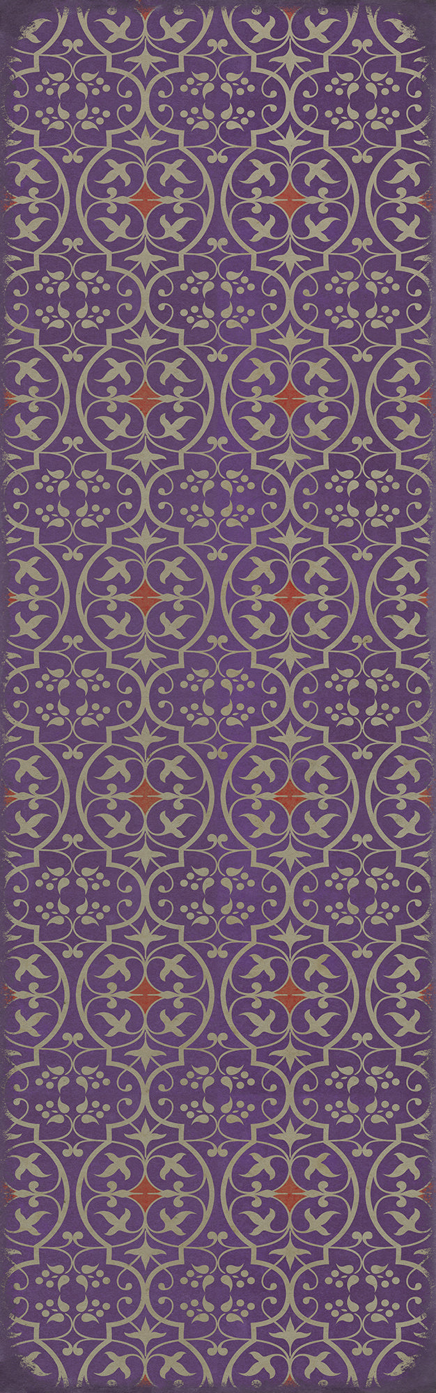 Pattern 51 I Shall Wear Purple 36x115 Vintage Vinyl Floorcloth