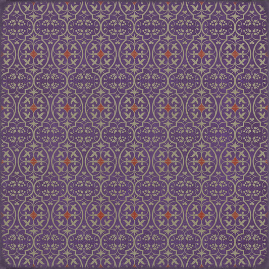Pattern 51 I Shall Wear Purple 48x48 Vintage Vinyl Floorcloth