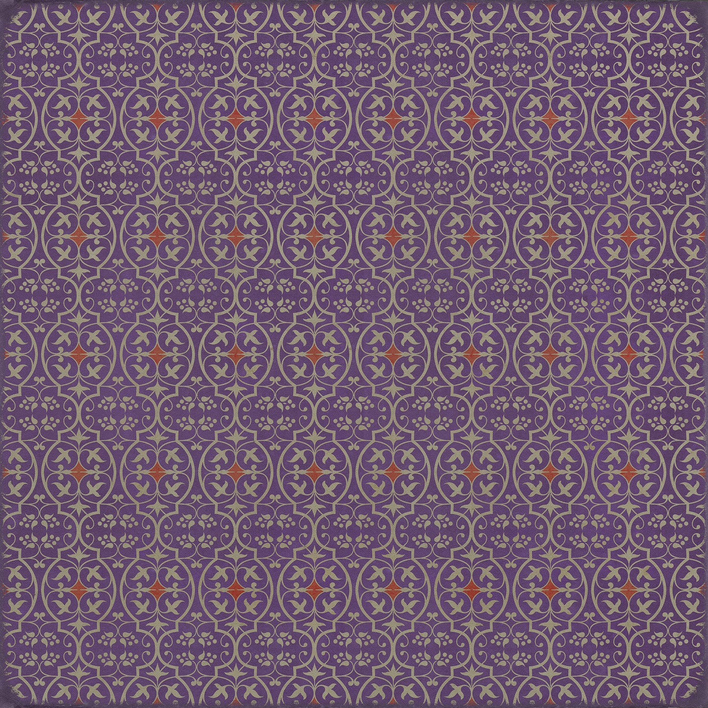 Pattern 51 I Shall Wear Purple 60x60 Vintage Vinyl Floorcloth