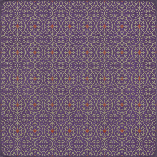 Pattern 51 I Shall Wear Purple 60x60 Vintage Vinyl Floorcloth