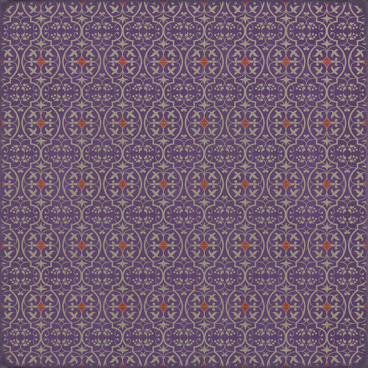 Pattern 51 I Shall Wear Purple 72x72 Vintage Vinyl Floorcloth