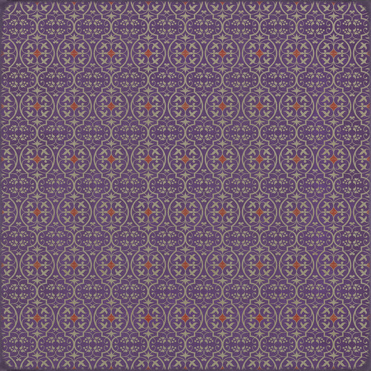 Pattern 51 I Shall Wear Purple 96x96 Vintage Vinyl Floorcloth