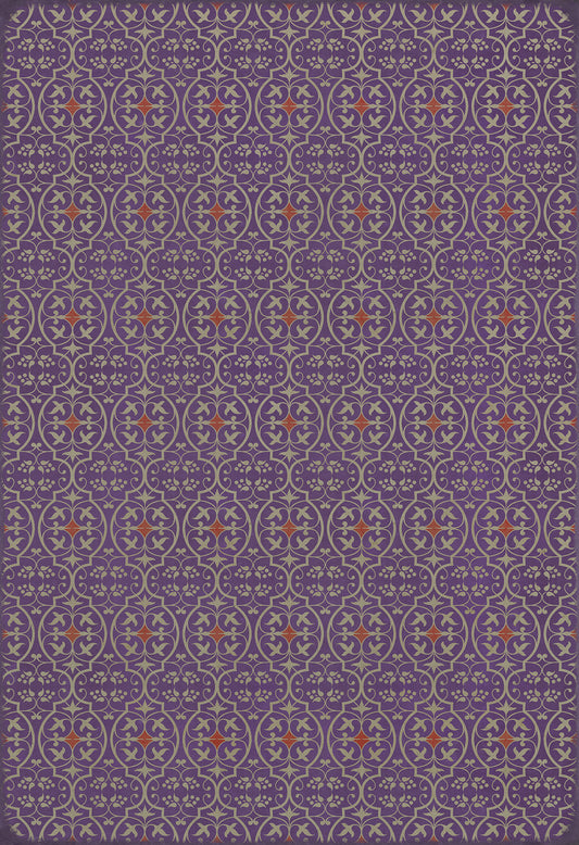 Pattern 51 I Shall Wear Purple 96x140 Vintage Vinyl Floorcloth
