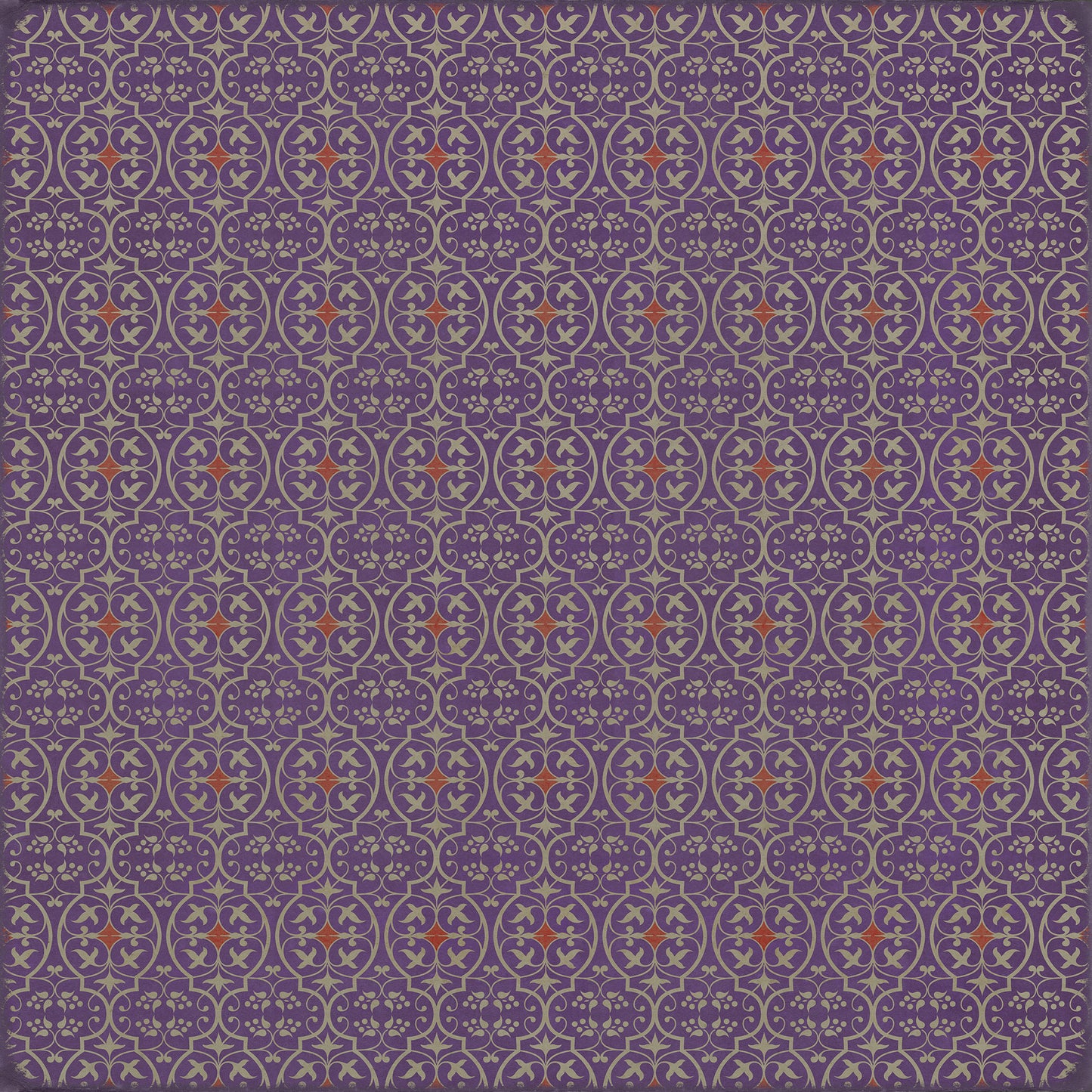 Pattern 51 I Shall Wear Purple 120x120 Vintage Vinyl Floorcloth