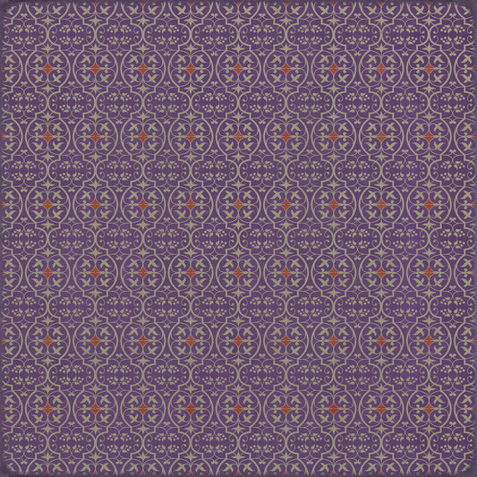 Pattern 51 I Shall Wear Purple 120x120 Vintage Vinyl Floorcloth