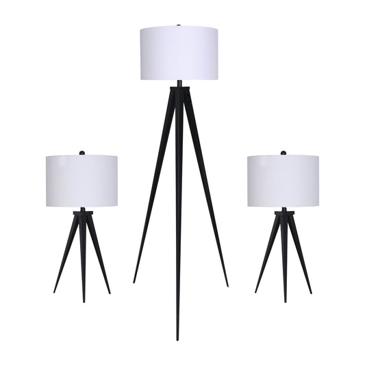 Metal,s/3,26/60"h,table&floor Tripod Lamps,blk