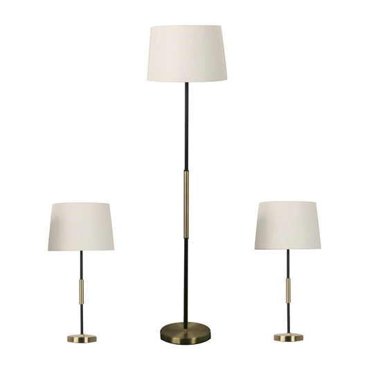 Metal, S/3 26/60" Slim 2-tone Lamps,antique/black