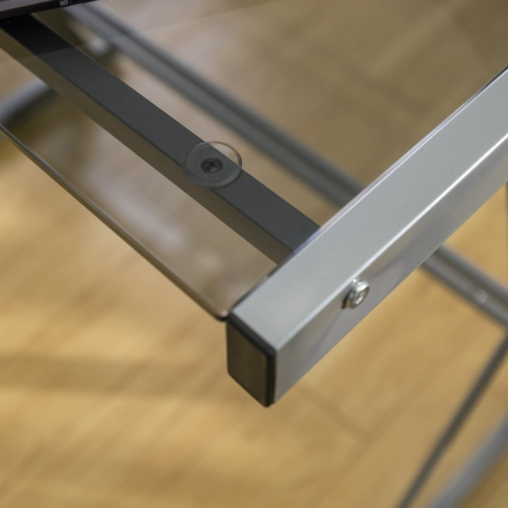 51" Modern Metal Glass Corner Computer Desk - Silver