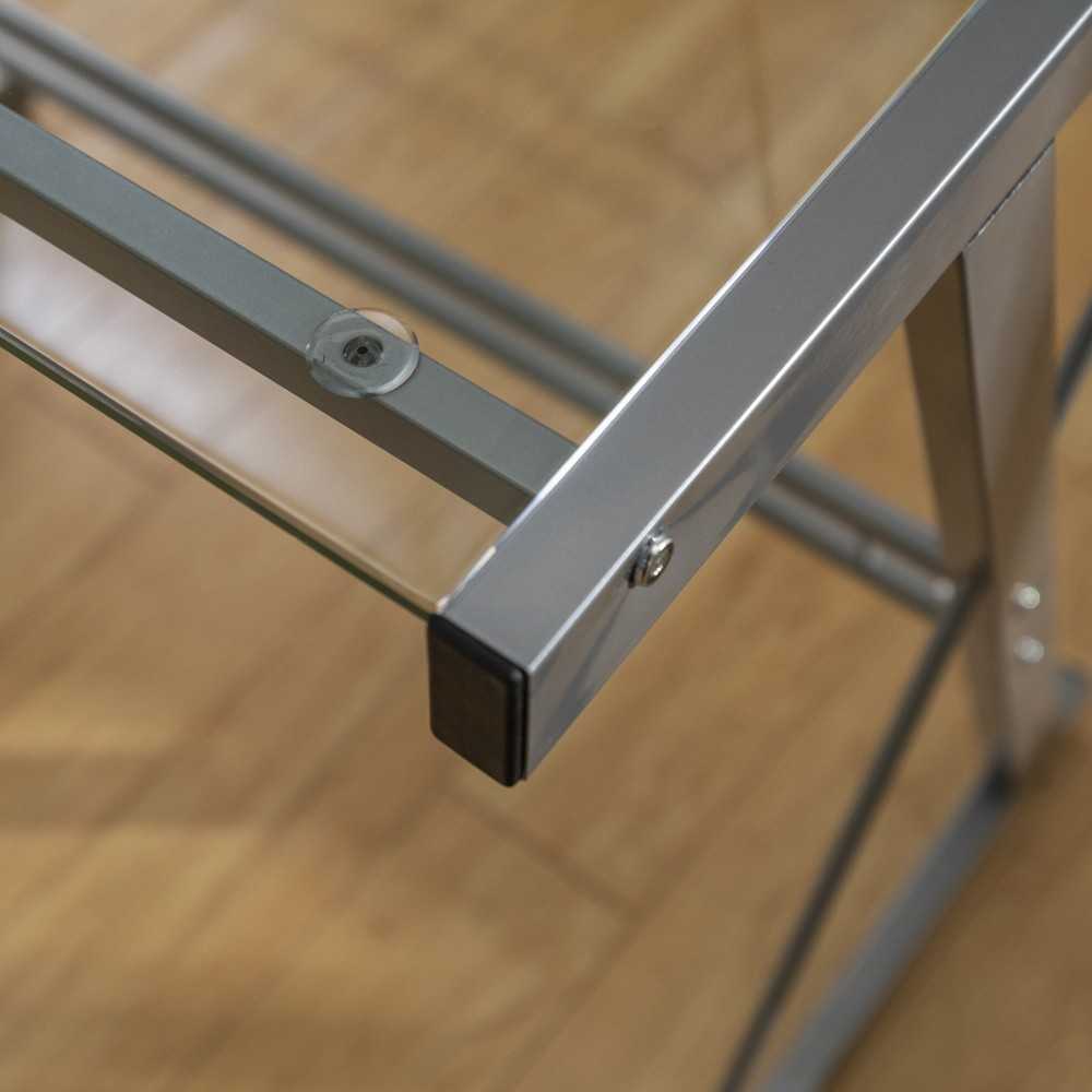 51" Modern Metal Glass Corner Computer Desk - Silver