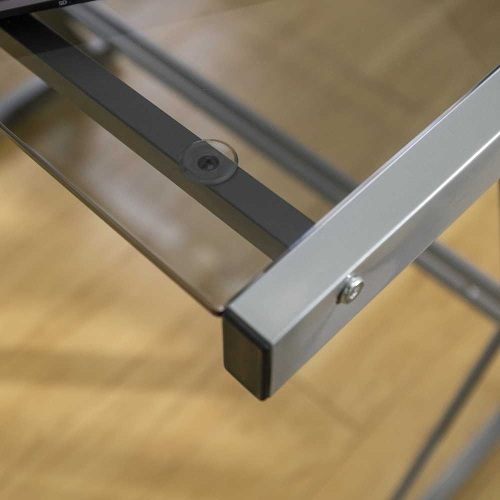 51" Modern Metal Glass Corner Computer Desk - Smoke