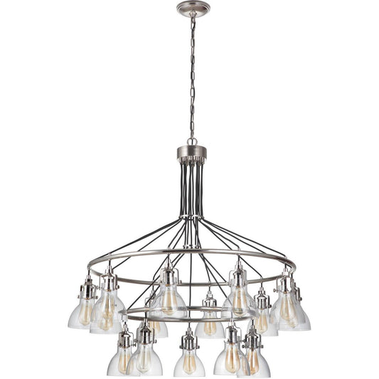 State House Chandelier 15 Light - Polished Nickel