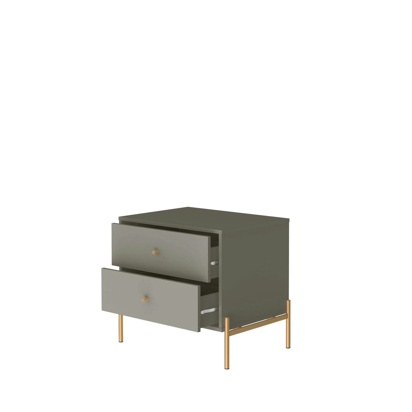 Jasper Nightstand with Steel Gold Legs in Grey Gloss