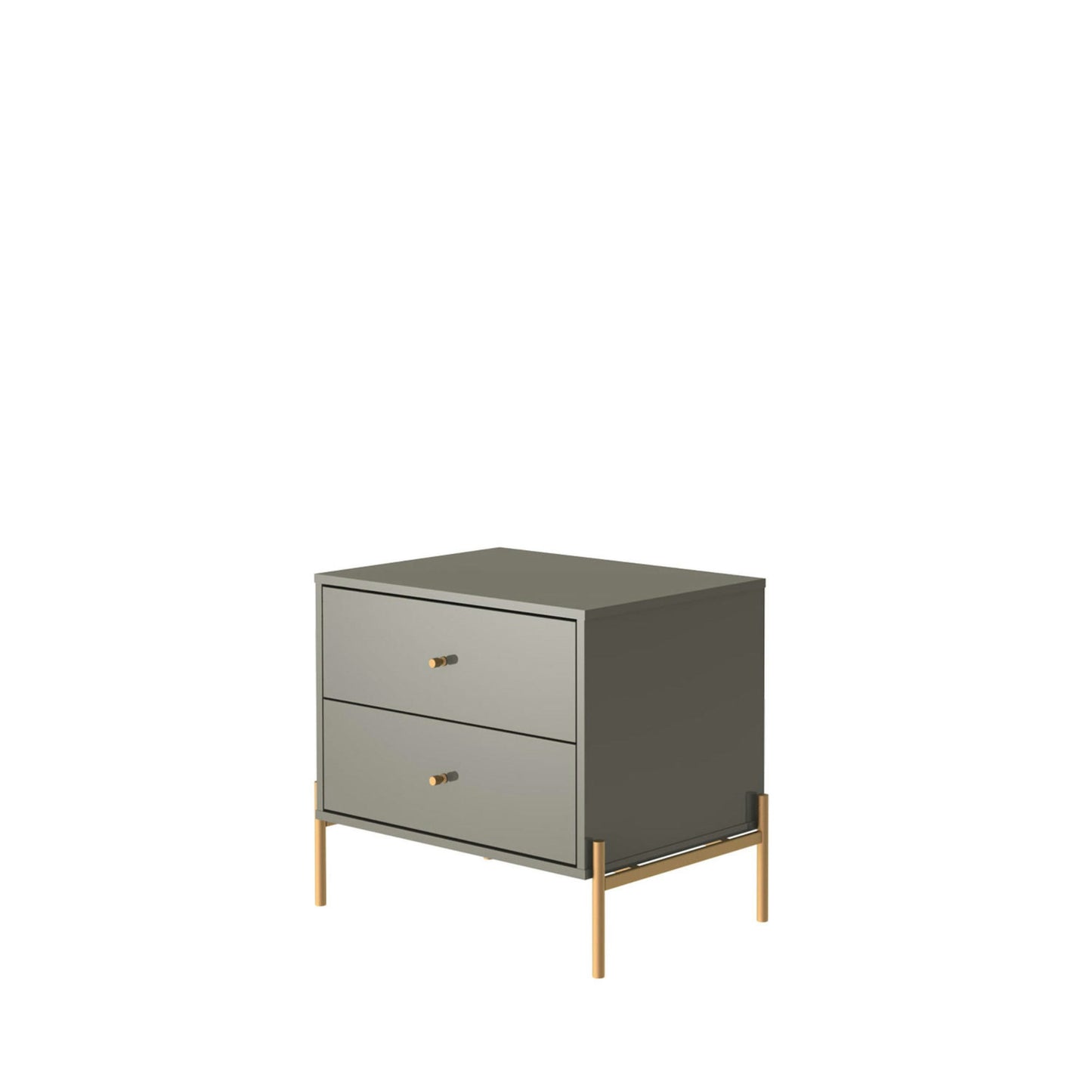 Jasper Nightstand with Steel Gold Legs in Grey Gloss