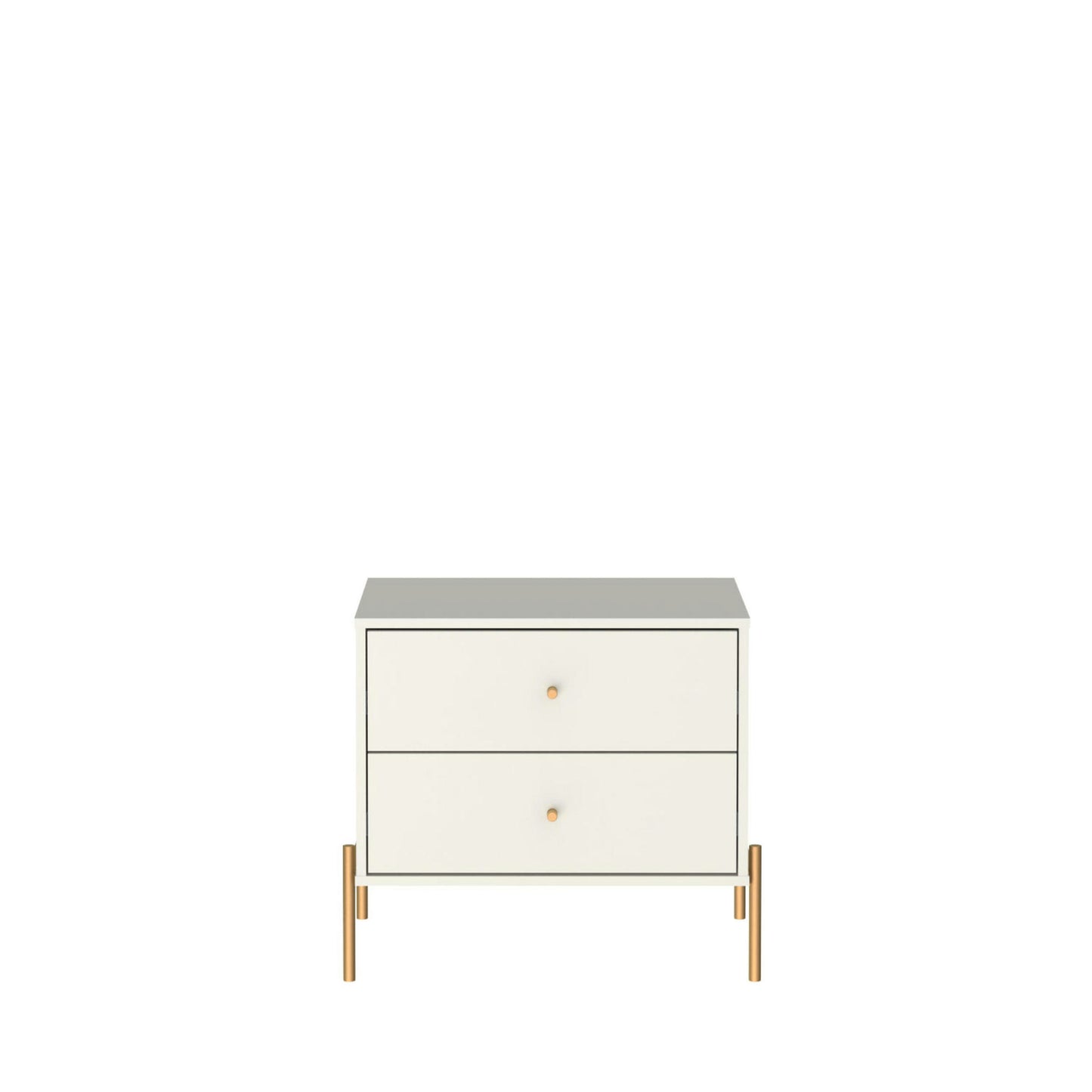 Jasper Nightstand with Steel Gold Legs in Off White Matte